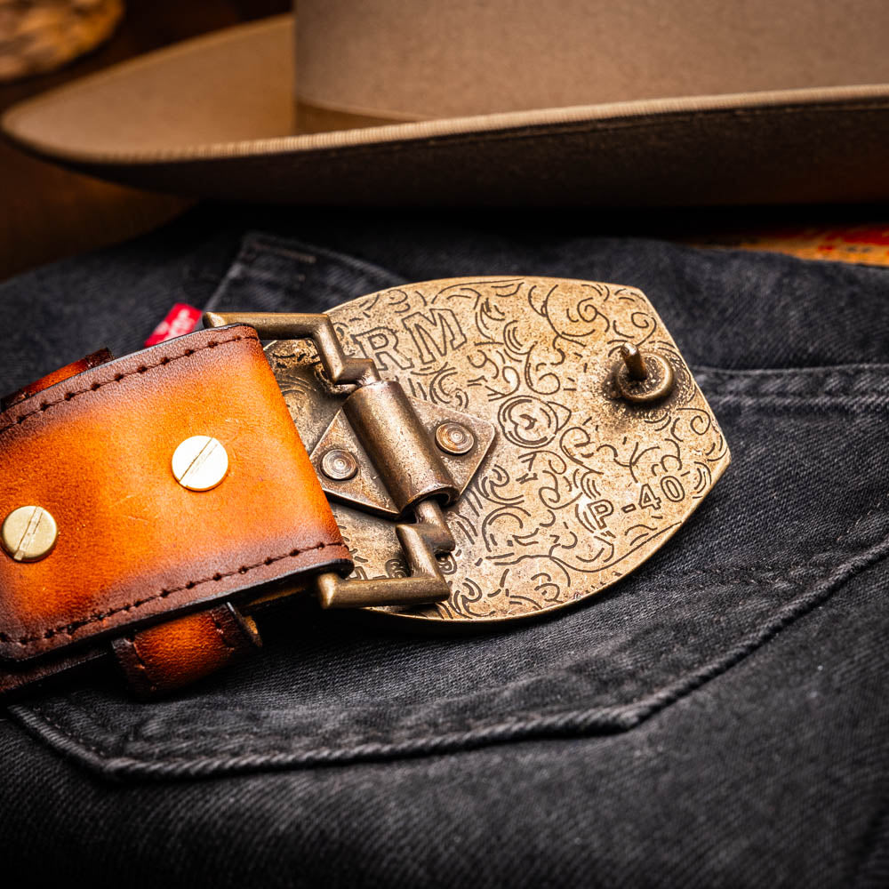 Marco di Milano Caiman Crocodile Texas Belt Aged Brown