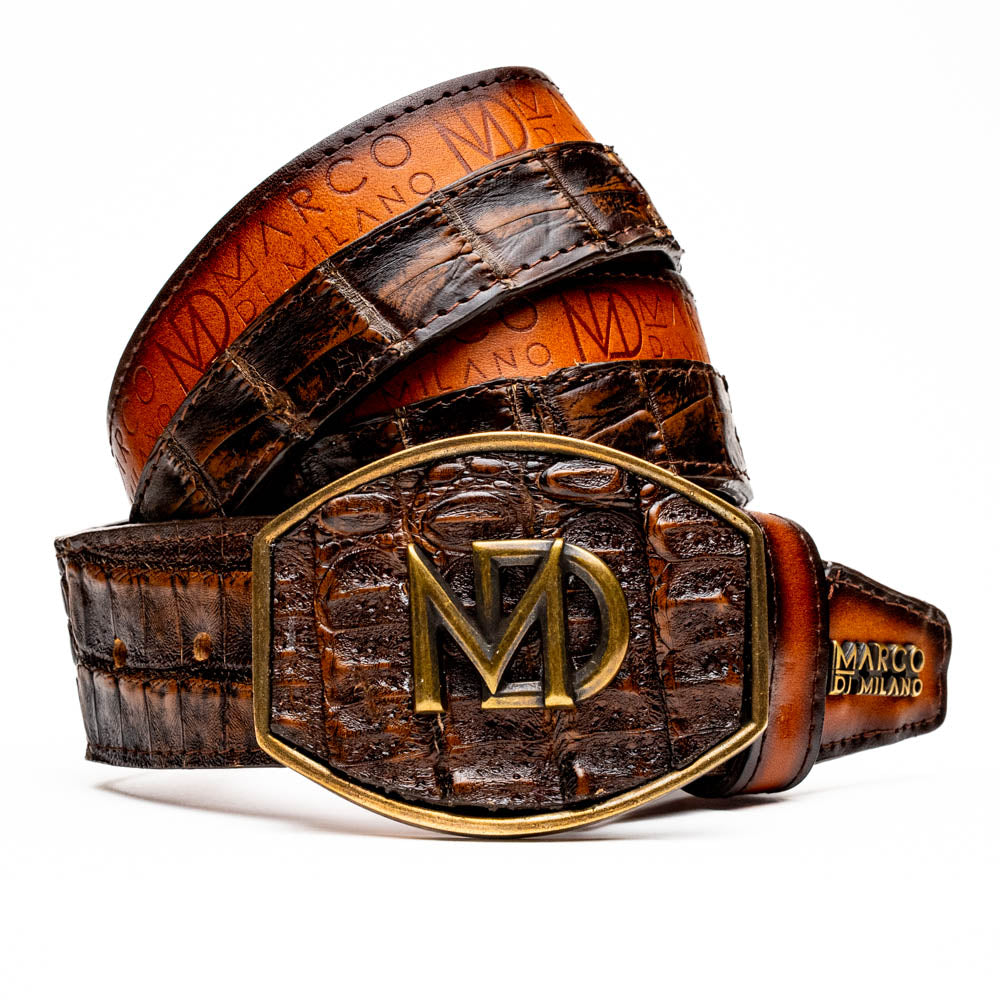 Marco di Milano Caiman Crocodile Texas Belt Aged Brown