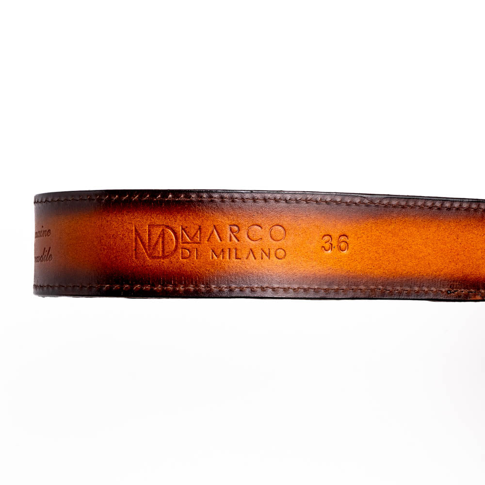 Marco di Milano Caiman Crocodile Texas Belt Aged Brown