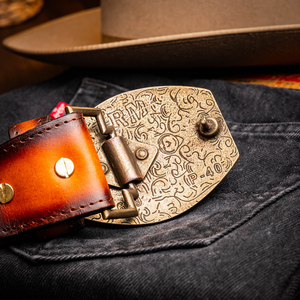 Marco di Milano Texas Belt Aged Maple Caiman Crocodile leather