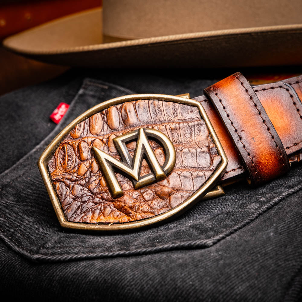 Marco di Milano Texas Belt Aged Maple Caiman Crocodile leather