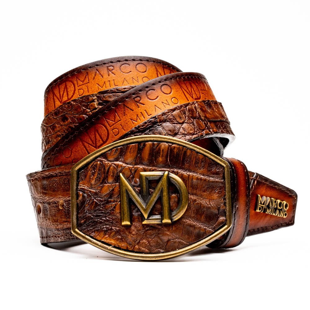 Marco di Milano Texas Belt Aged Maple Caiman Crocodile leather