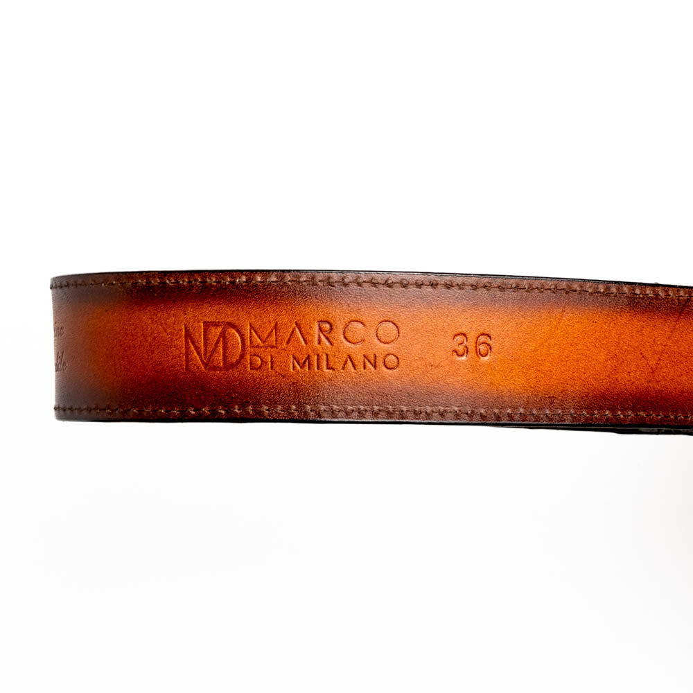 Marco di Milano Texas Belt Aged Maple Caiman Crocodile leather