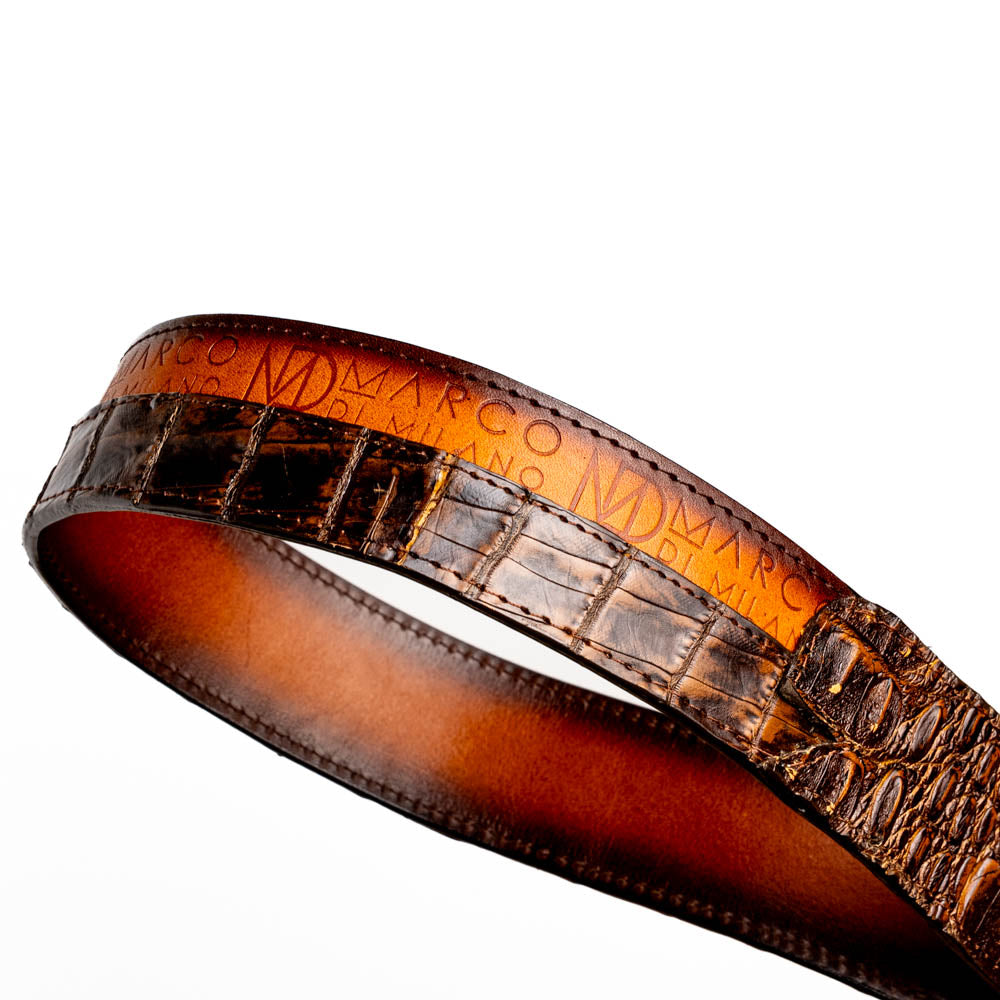 Marco di Milano Texas Belt Aged Maple Caiman Crocodile leather