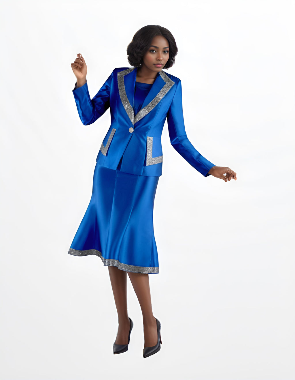 Three Piece Skirt Suit with Rhinestone Detail -4996 embellished church formal wedding
