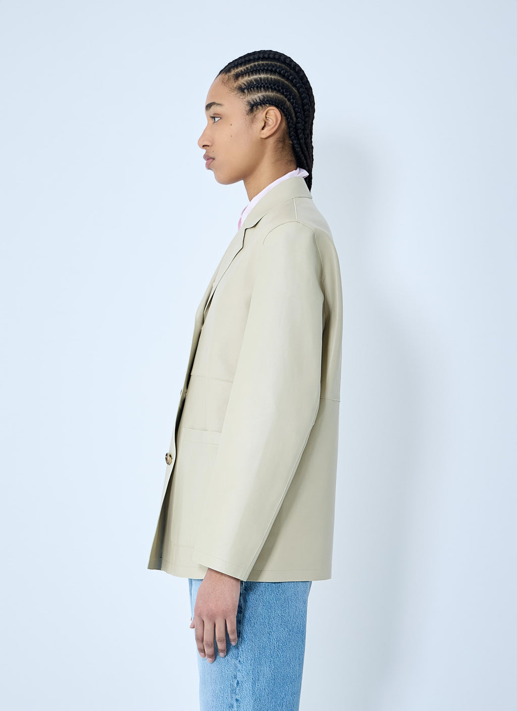 Toteme ladies Clean Leather Blazer Jacket Beige creme