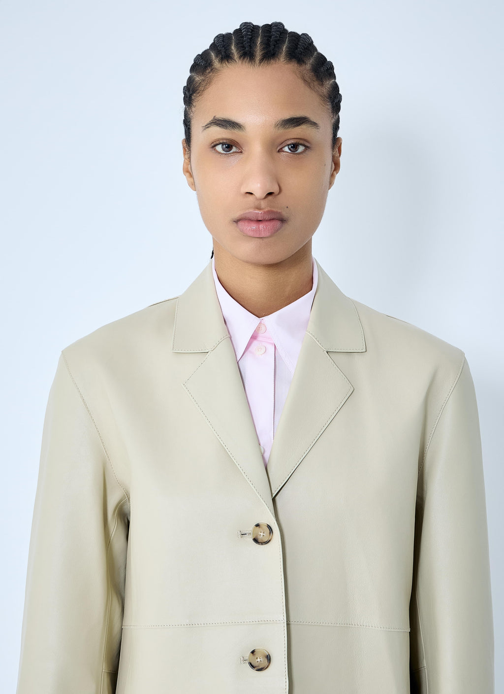 Toteme ladies Clean Leather Blazer Jacket Beige creme