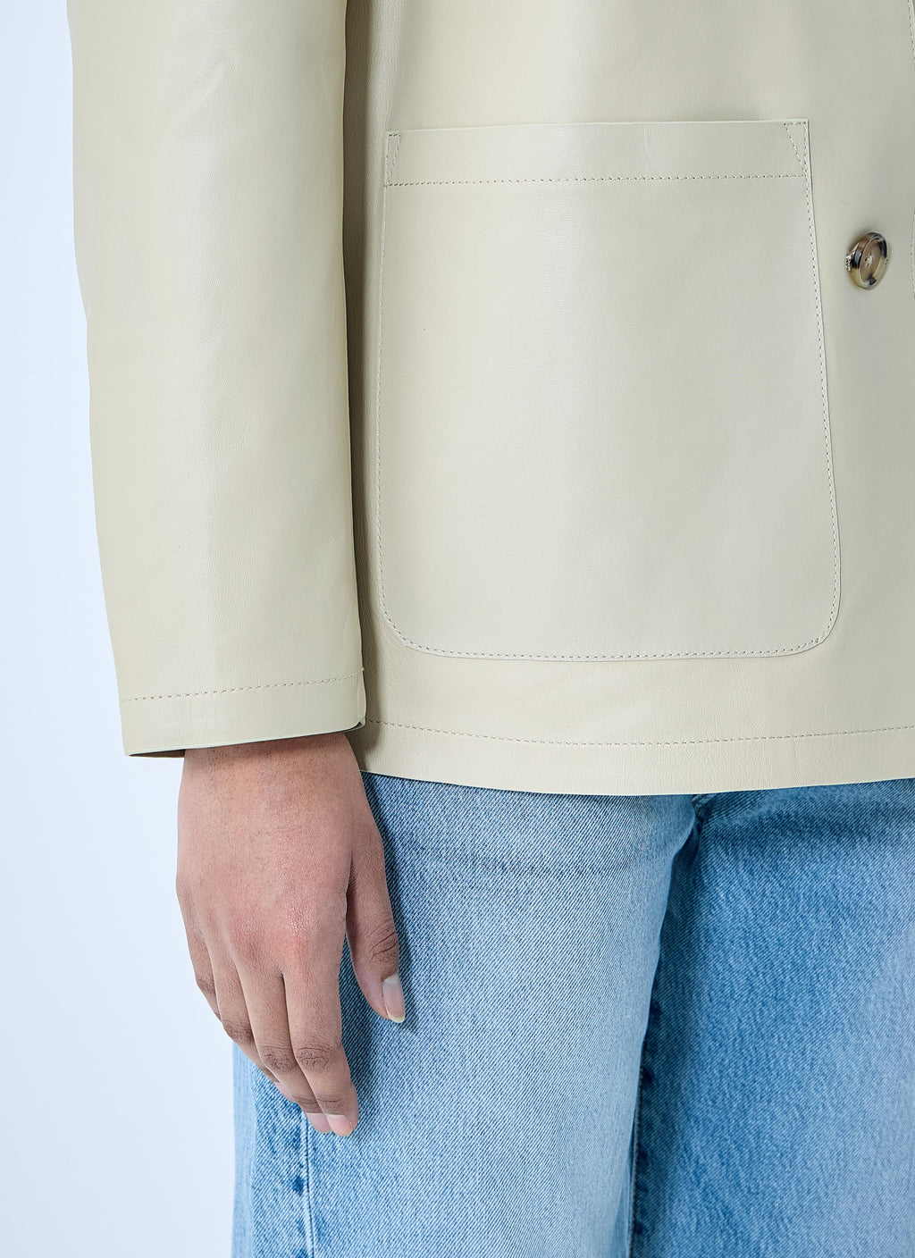 Toteme ladies Clean Leather Blazer Jacket Beige creme