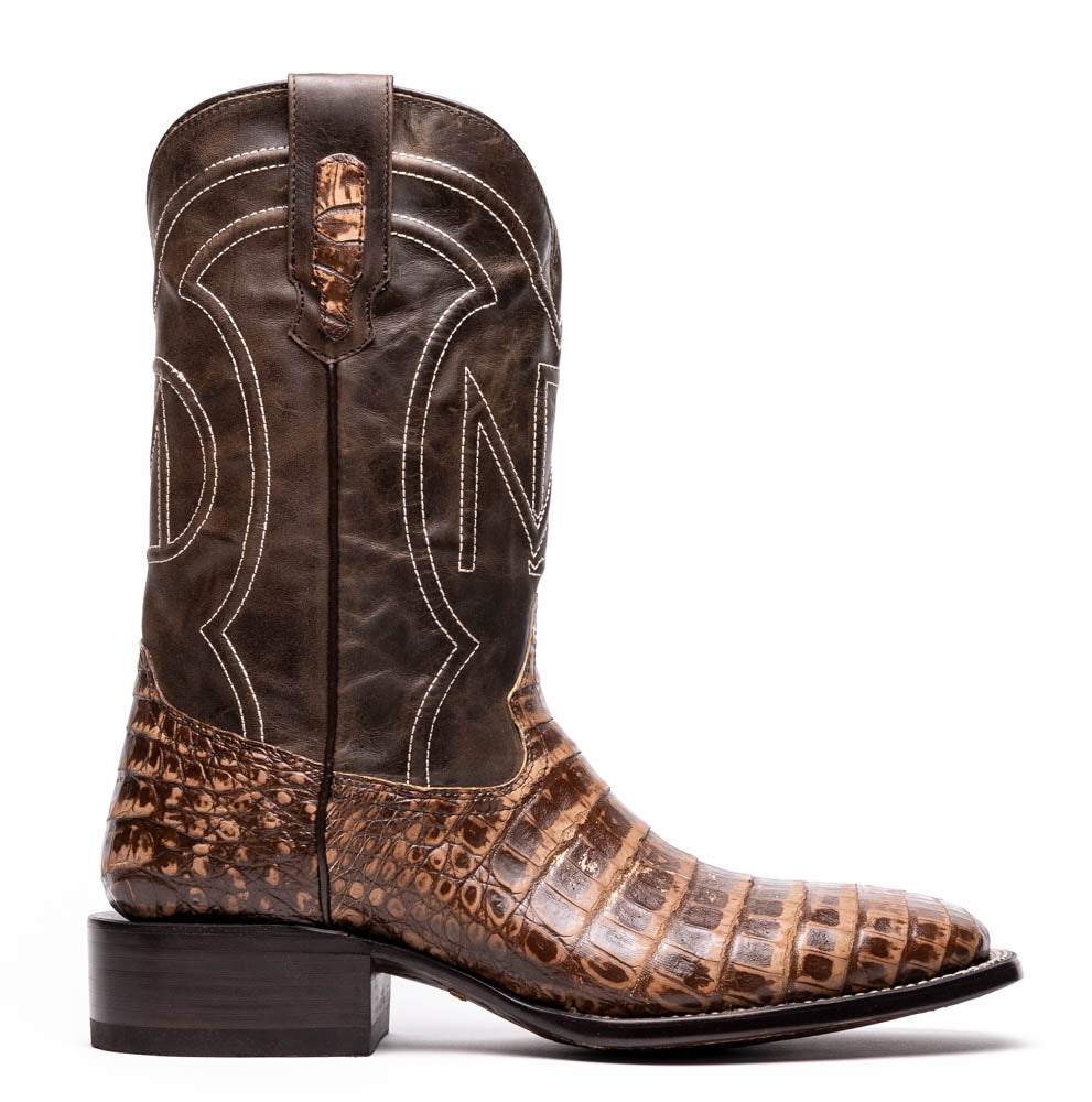 Tucson Stone Brown Genuine Caiman Belly skin men's boots Marco
