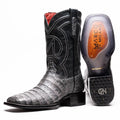 Tucson Stone Gray Genuine Caiman Belly Skin men's cowboy boots