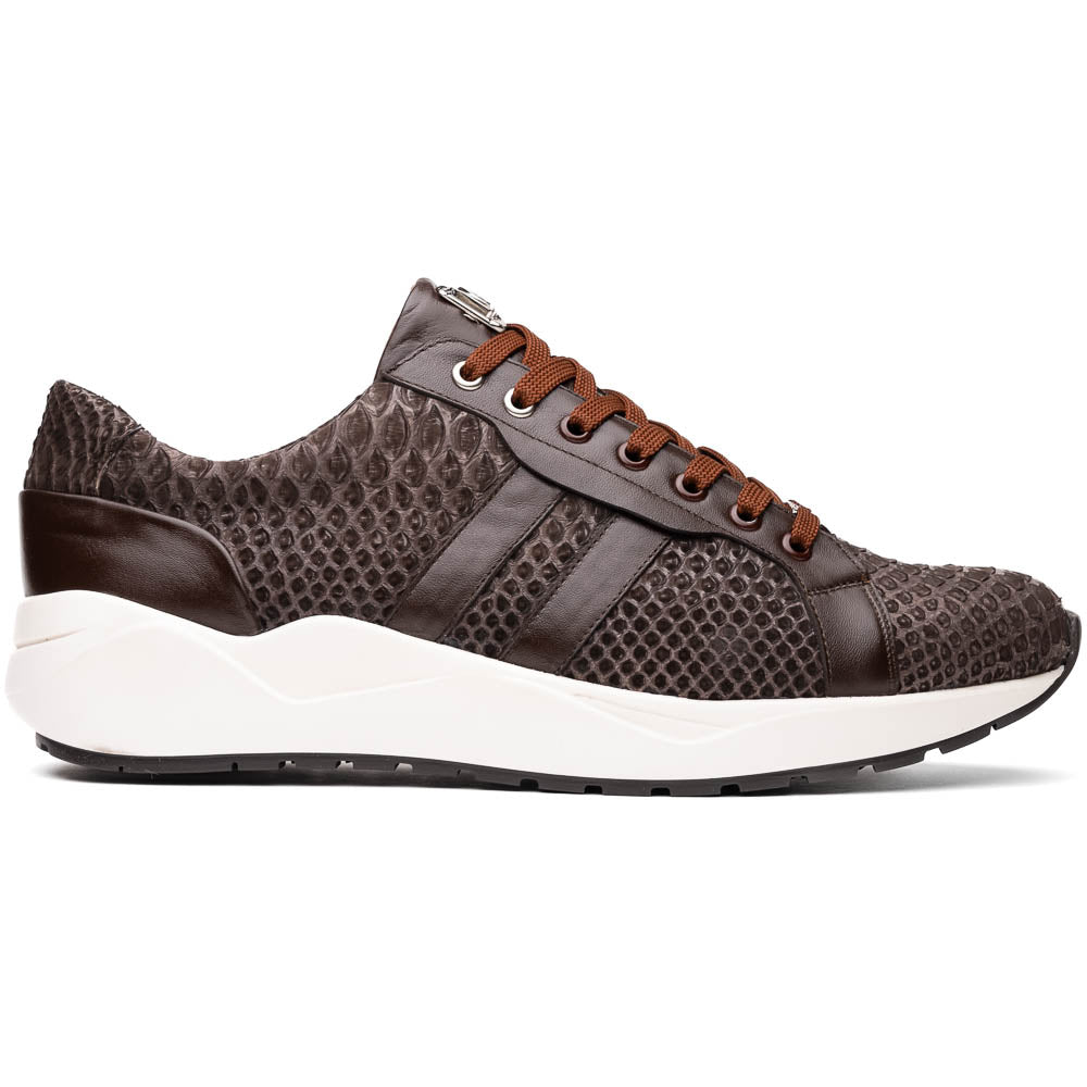 Verona Brown genuine python snake skin sneakers men's shoes casual