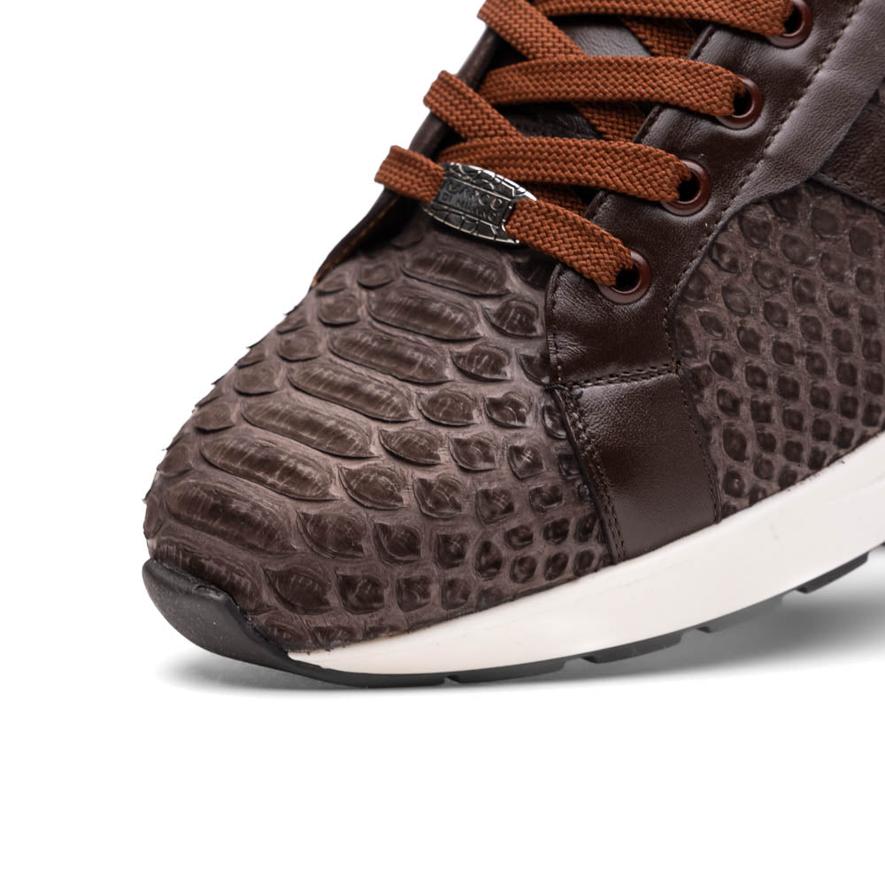Verona Brown genuine python snake skin sneakers men's shoes casual