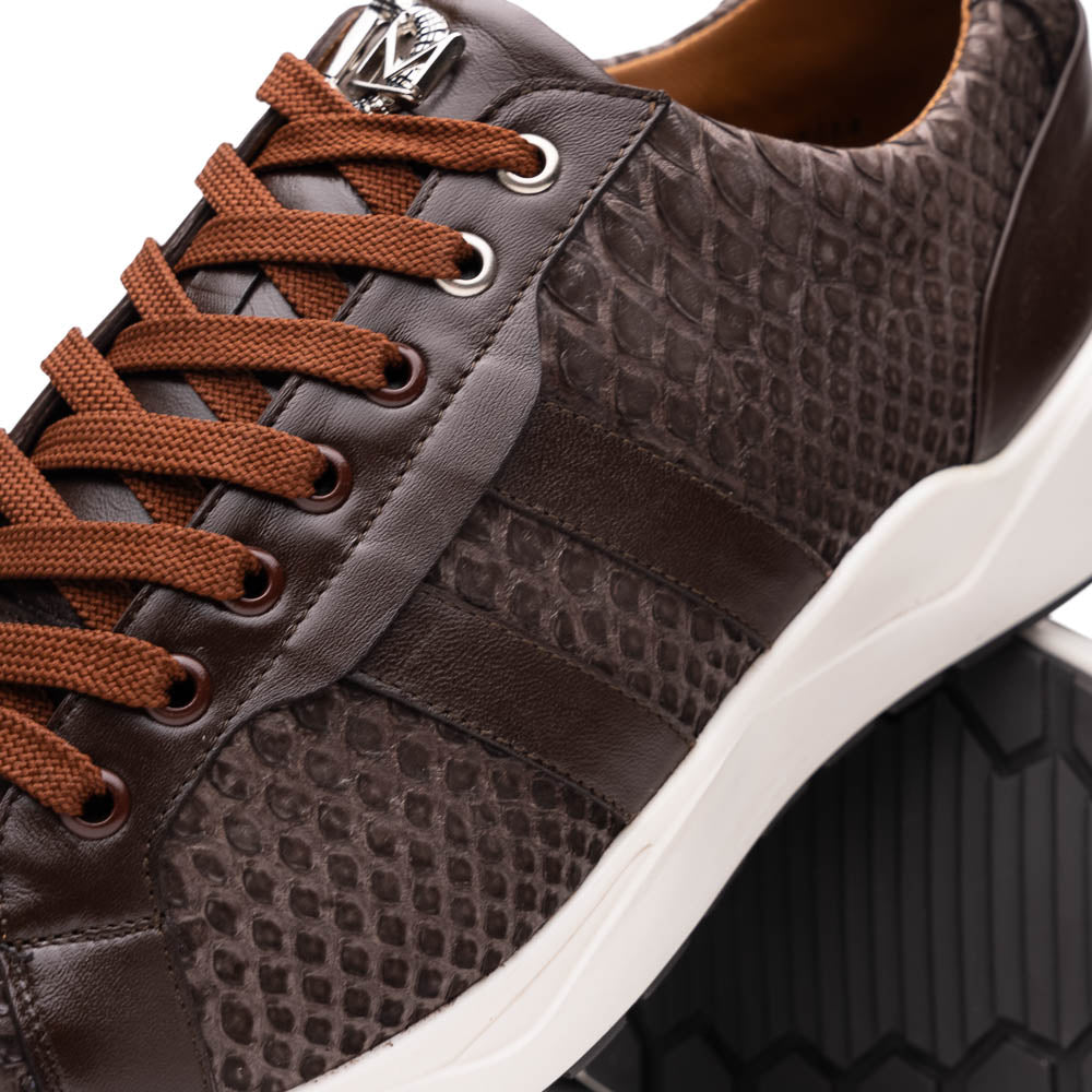 Verona Brown genuine python snake skin sneakers men's shoes casual