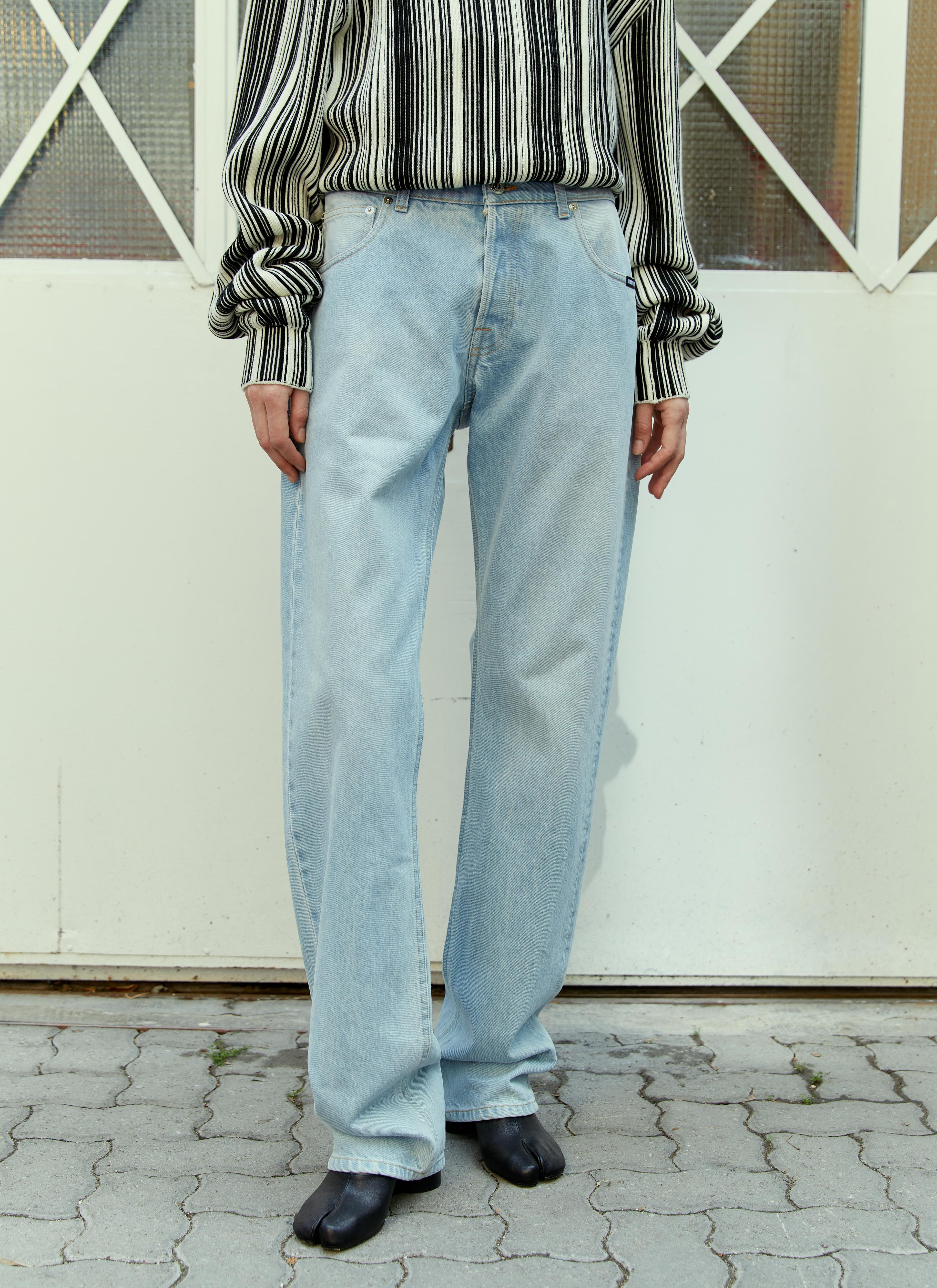 Vtmnts Men's Double Waist Denim Blue Jeans pants button fly light