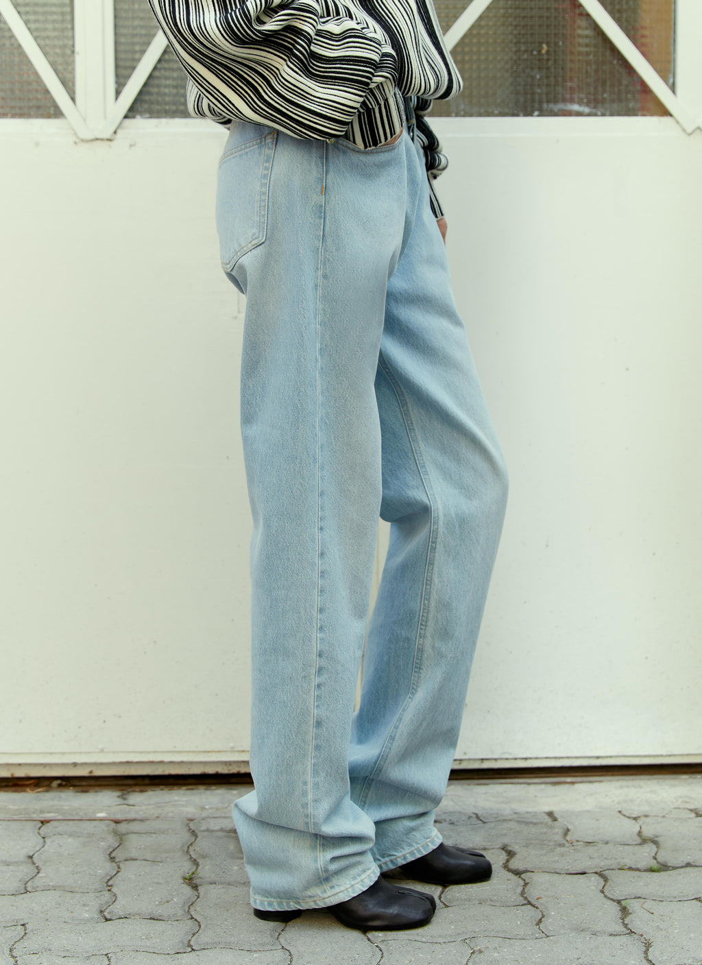 Vtmnts Men's Double Waist Denim Blue Jeans pants button fly light