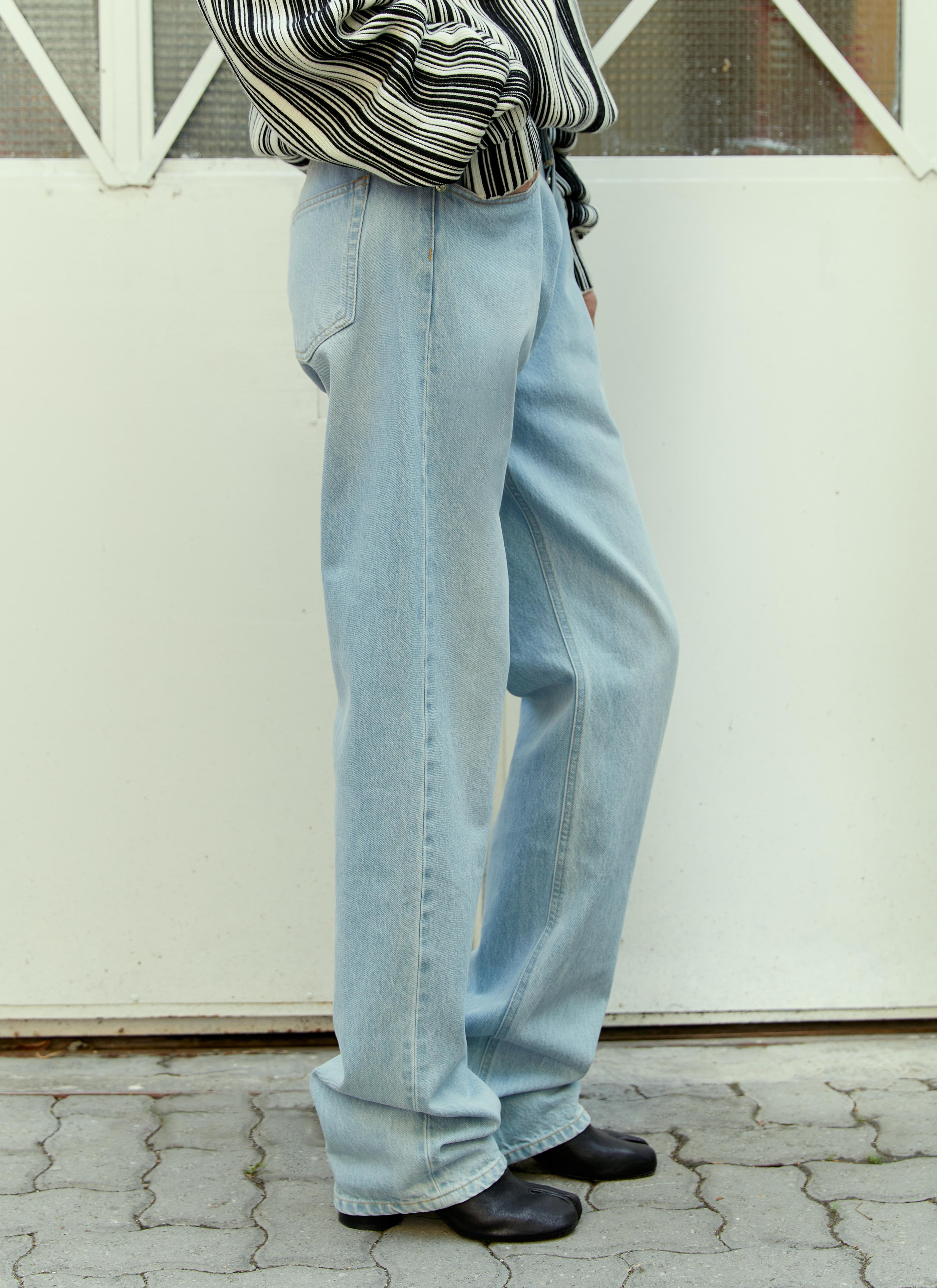 Vtmnts Men's Double Waist Denim Blue Jeans pants button fly light