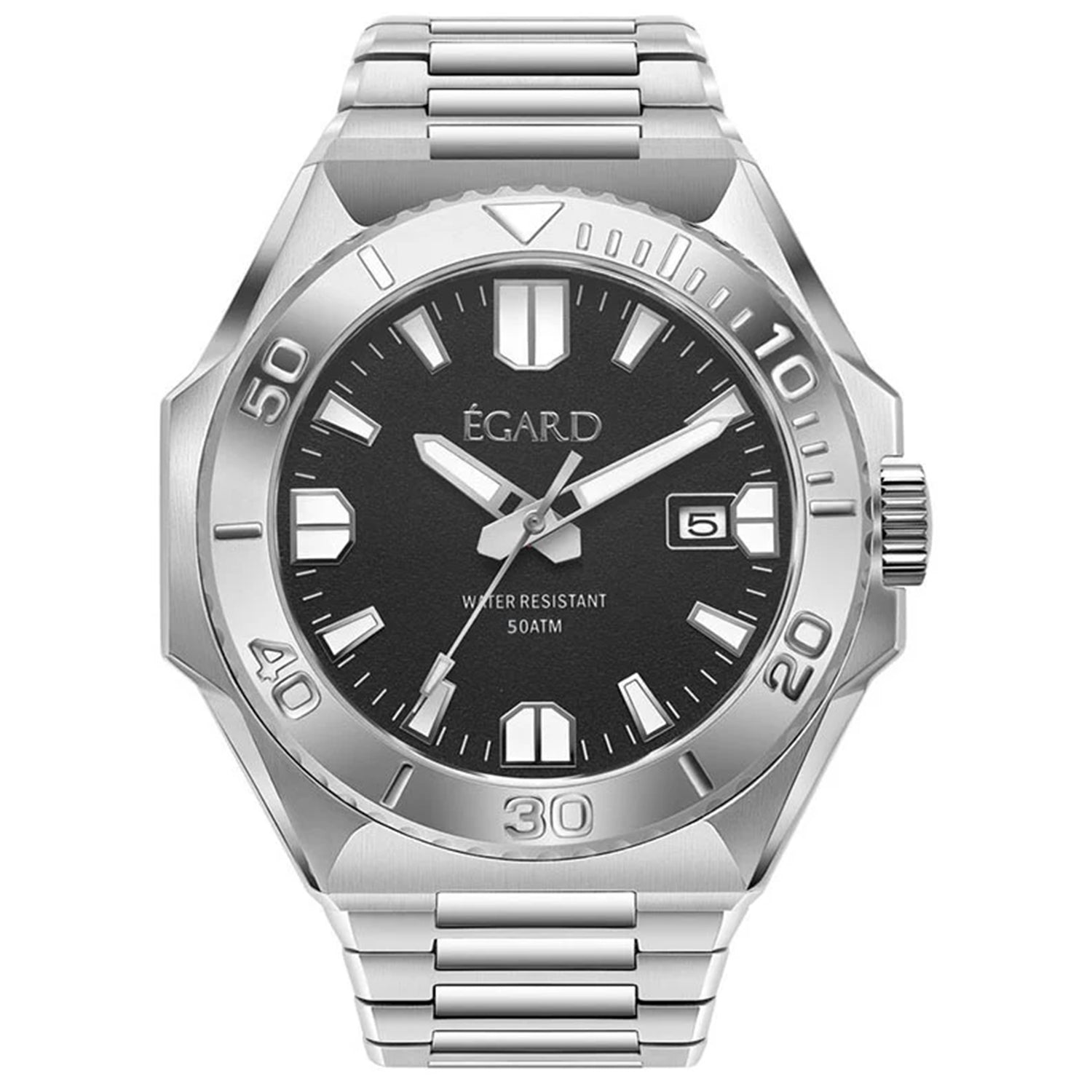 Egard Men's King Ocean watch silver black