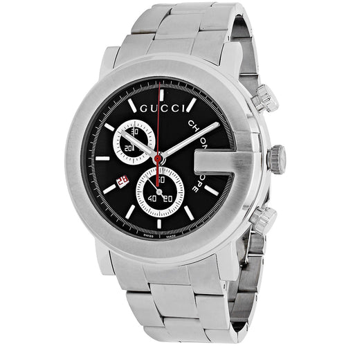 Gucci Men's wrist watch 101 Series silver w/black face water resistant