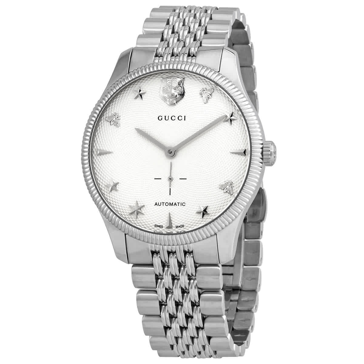 Gucci Men's G-Timeless Watch Designer Luxury Silver