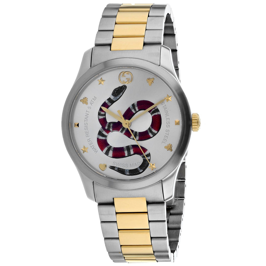 Gucci Unisex's G-Timeless watch two-tone snake gold silver