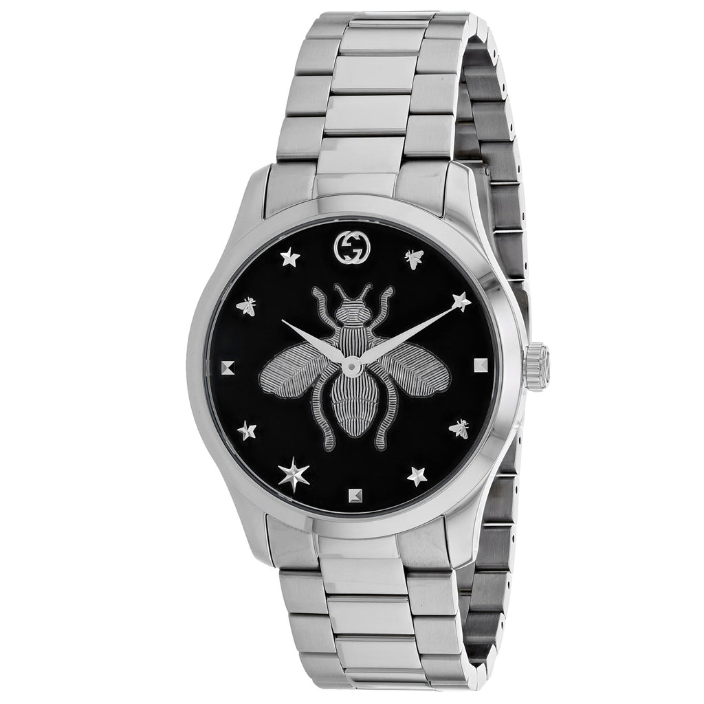 Gucci ladies Timeless watch silver w/black dial