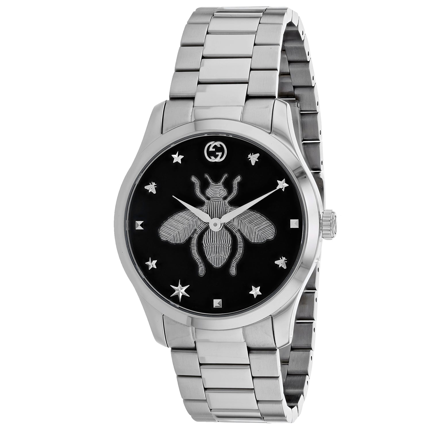 Gucci ladies Timeless watch silver w/black dial