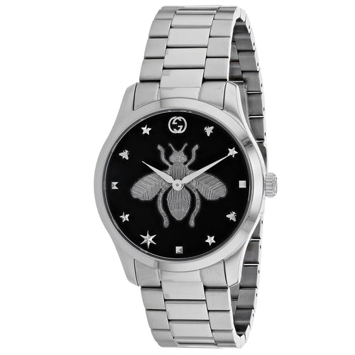 Gucci ladies Timeless watch silver w/black dial