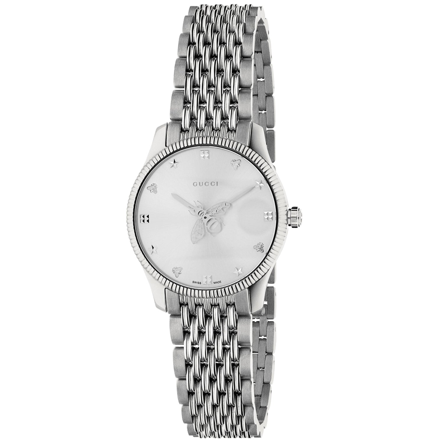 Gucci Ladies G-Timeless Bee Watch Silver Designer Luxury