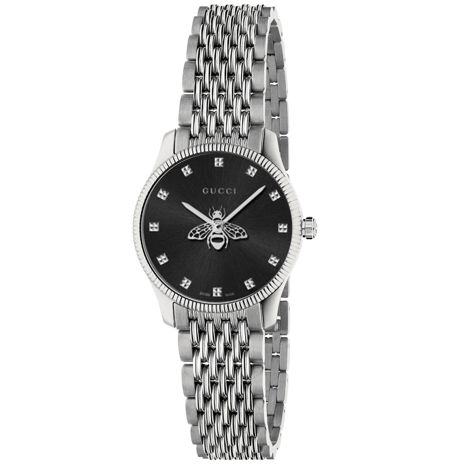 Gucci Ladies G-Timeless Bee Silver Black watch Designer Luxury