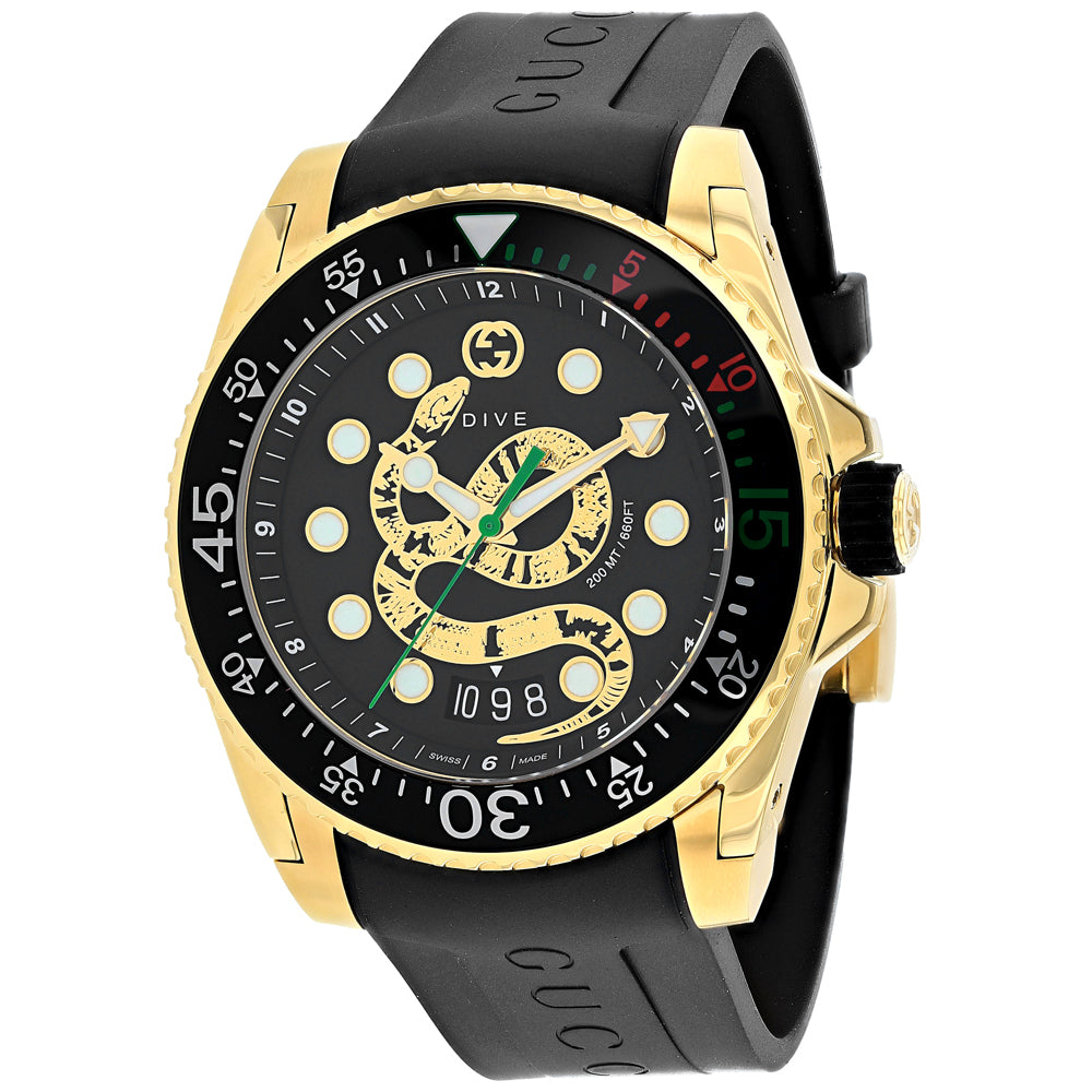 Gucci Men's Dive watch black gold snake