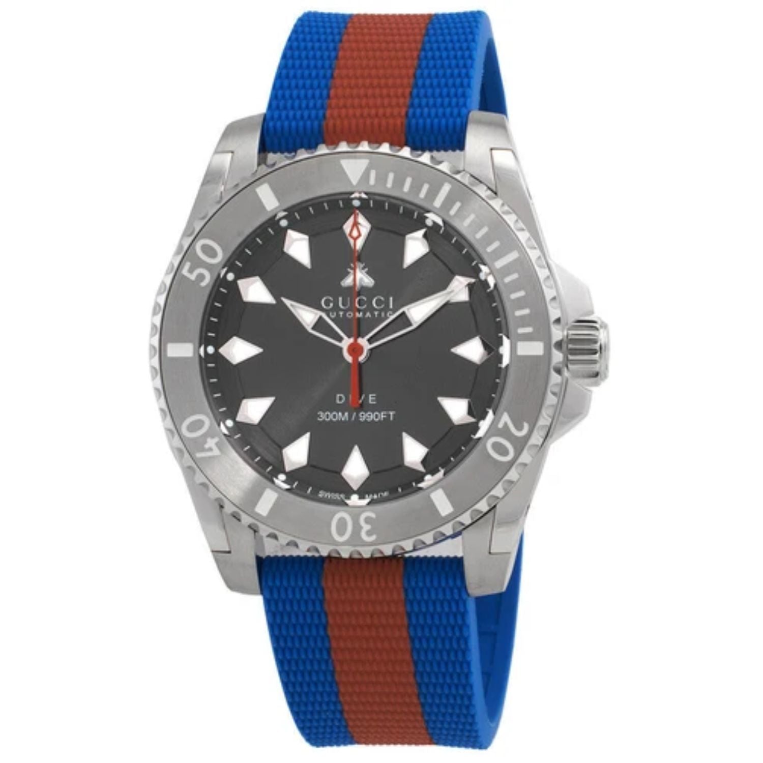 Gucci Men's Dive Watch silver with blue and orange strap