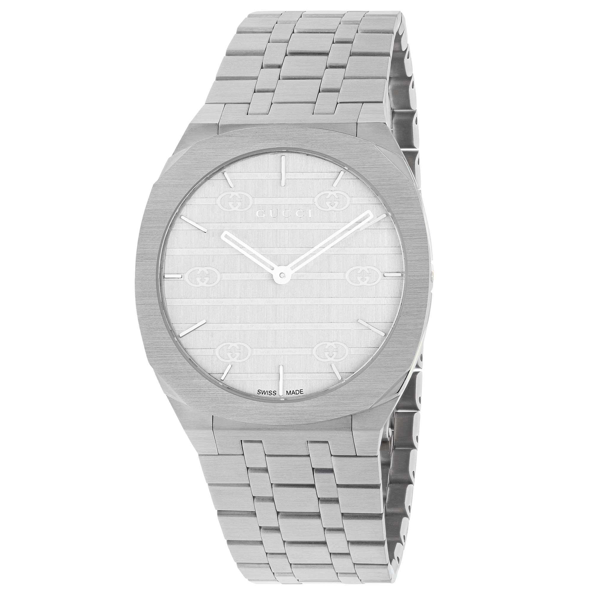 Gucci Ladies 25H Watch Silver Luxury Designer