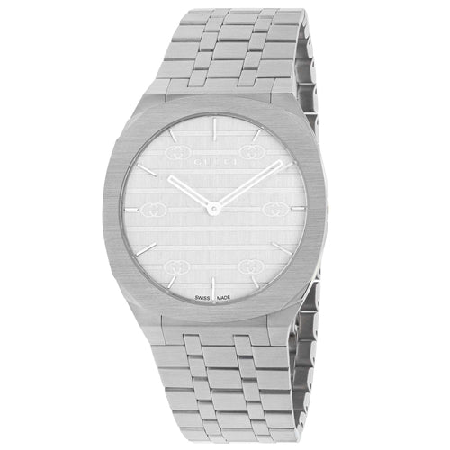 Gucci Ladies 25H Watch Silver Luxury Designer