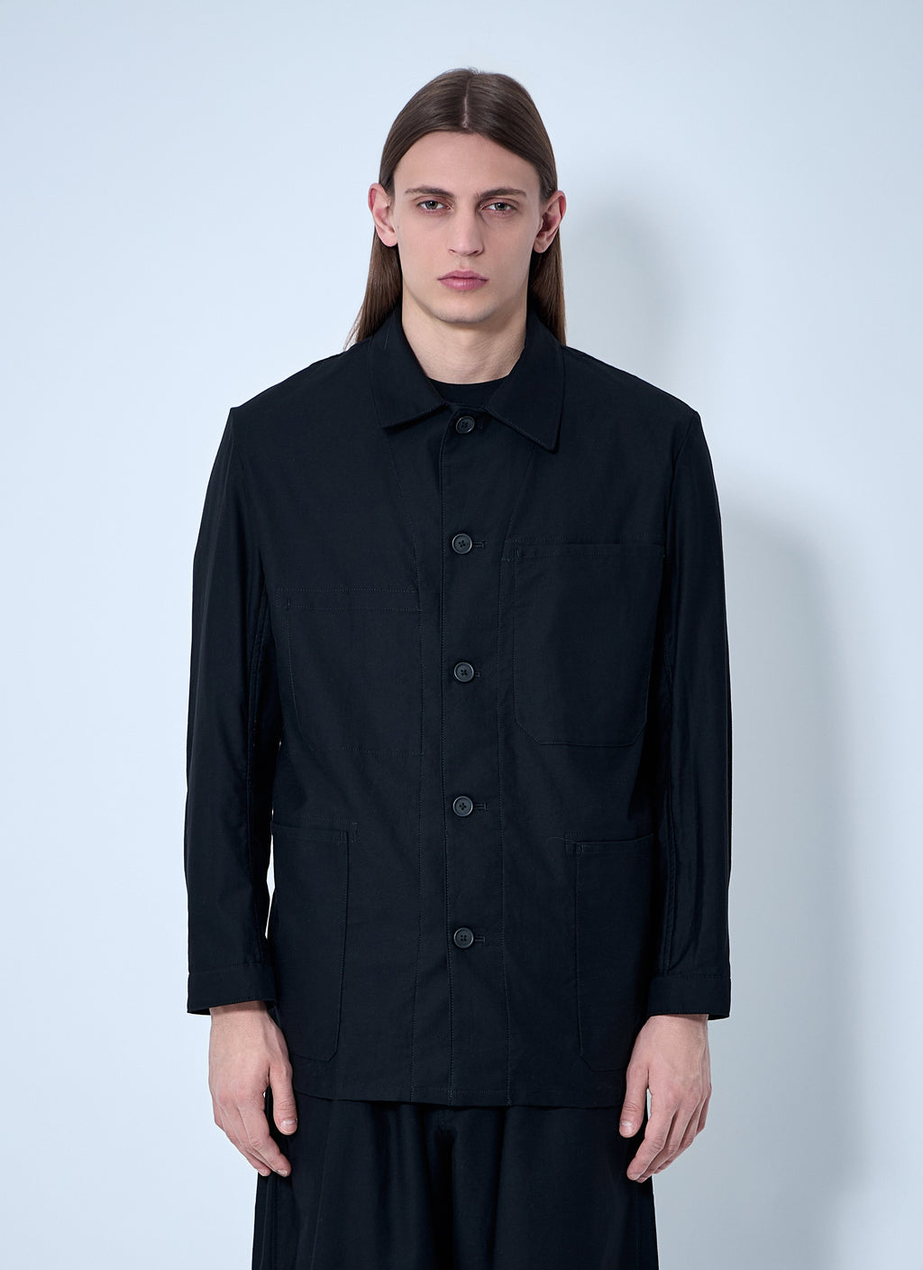 Yohji Yamamoto Men's Button-Down Shirt cotton poplin black
