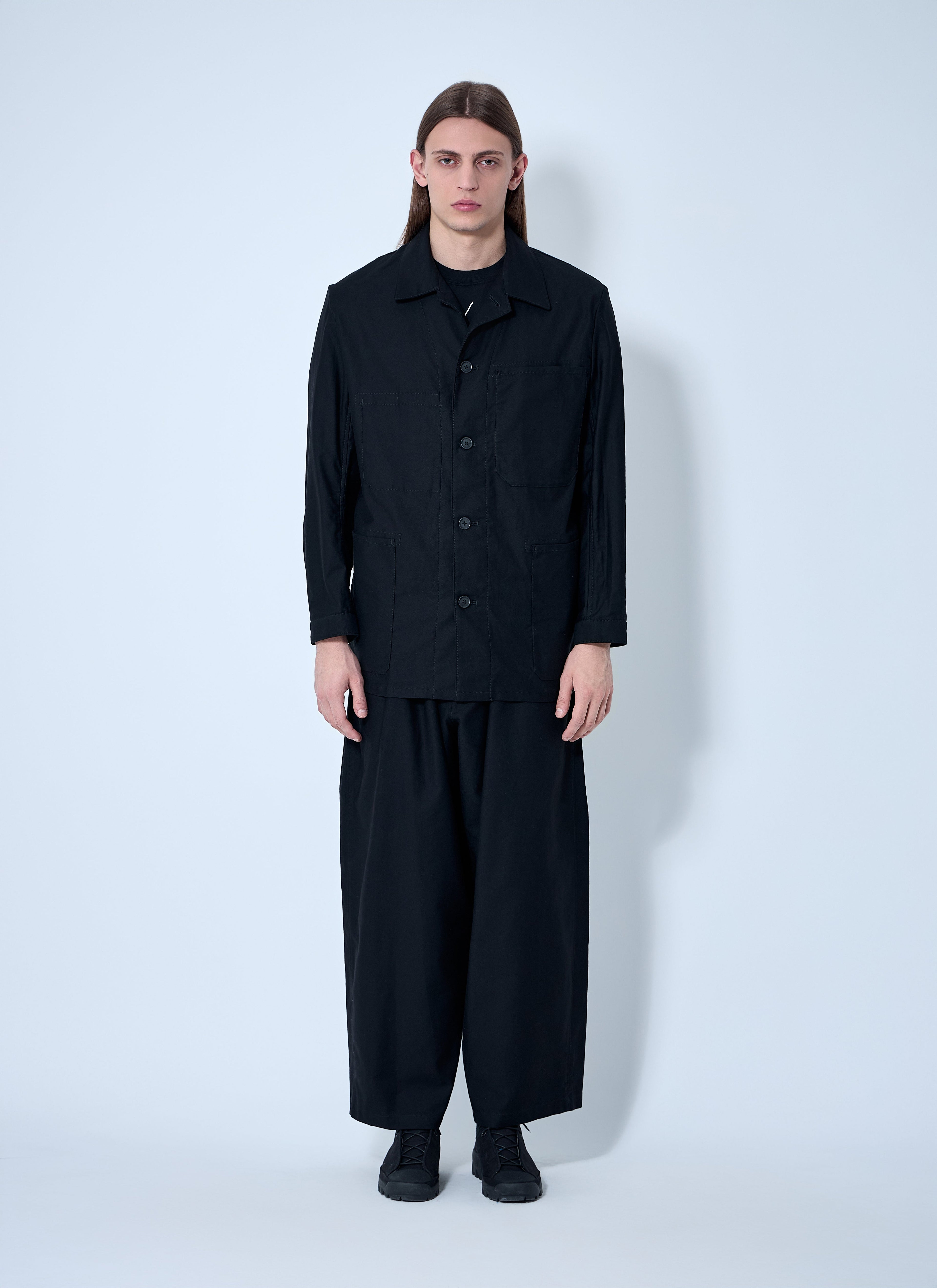 Yohji Yamamoto Men's Button-Down Shirt cotton poplin black
