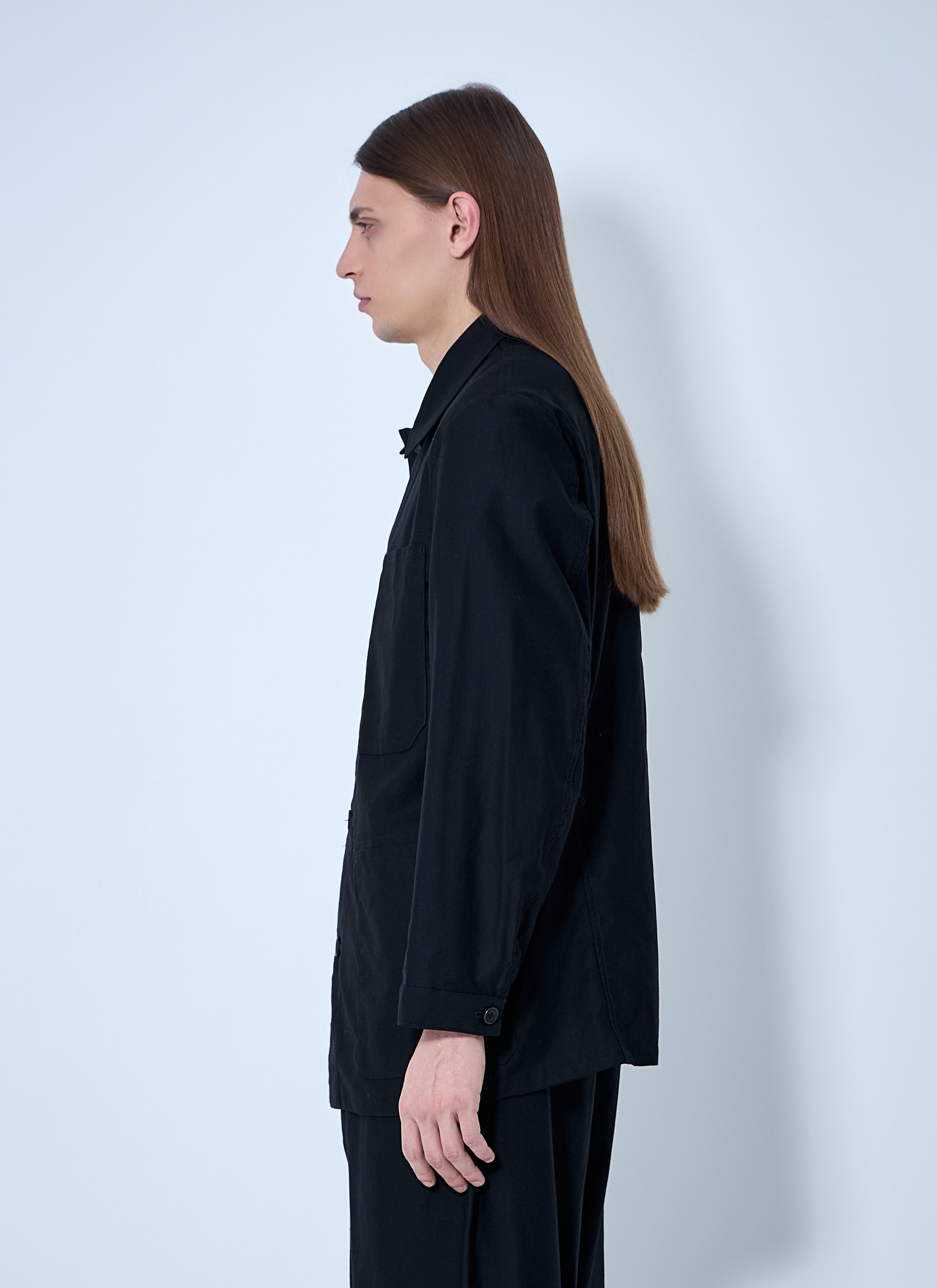 Yohji Yamamoto Men's Button-Down Shirt cotton poplin black