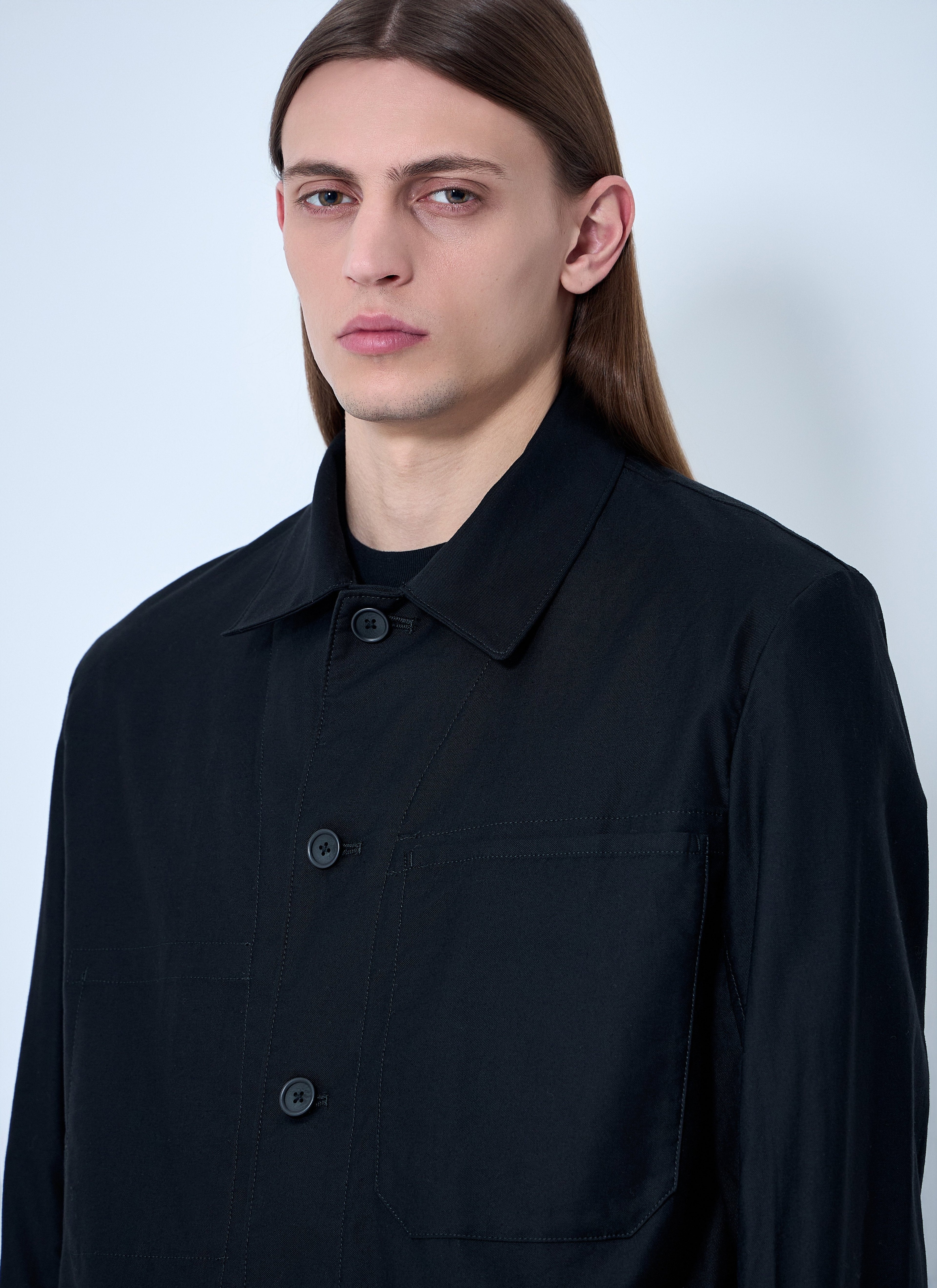 Yohji Yamamoto Men's Button-Down Shirt cotton poplin black