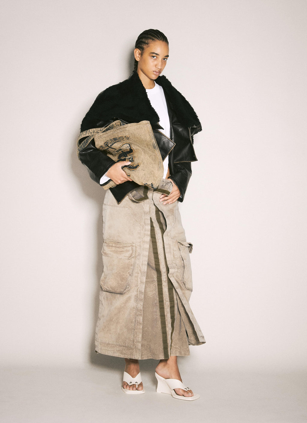 Y/Project ladies Cargo Maxi Skirt beige