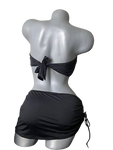 DKNY Donna Karan L swimsuit skirted bikini black strapless bandeau 2 piece