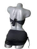 DKNY Donna Karan L swimsuit skirted bikini black strapless bandeau 2 piece