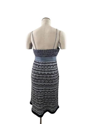 IISLI L sweater knit dress blue black spaghetti strap shimmery designer