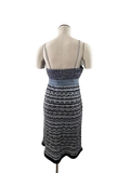 IISLI L sweater knit dress blue black spaghetti strap shimmery designer