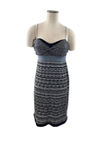 IISLI L sweater knit dress blue black spaghetti strap shimmery designer