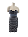 IISLI L sweater knit dress blue black spaghetti strap shimmery designer