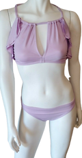CARMEN MARC VALVO S bikini swimsuit ruffle lavender 2 piece set high neck