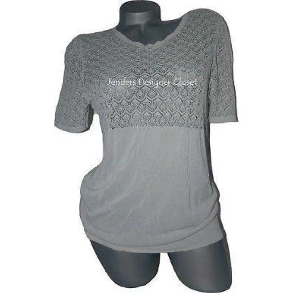 LA PERLA Italy 48 12 designer sweater filligree $380 dove gray Villa Toscana-Sweaters-La Perla-48/12-Gray-Jenifers Designer Closet