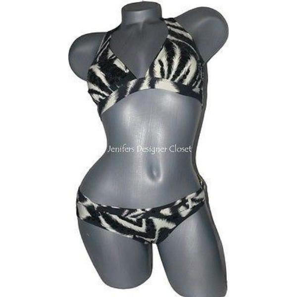 RED CARTER South Beach S swimsuit bikini sequins 2 pc-Clothes, Shoes & Accessories:Women's Clothing:Swimwear-RED CARTER-Small-Black/cream-Jenifers Designer Closet