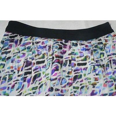 ANNA MOLINARI silk career skirt 40 luxe runway designer mini flouncy-Skirts-Anna Molinari-40-multi-Jenifers Designer Closet