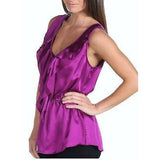 REBECCA TAYLOR silk ruffled top 4 designer sleeveless shirt $250-Tops & Blouses-Rebecca Taylor-4-Orchid-Jenifers Designer Closet