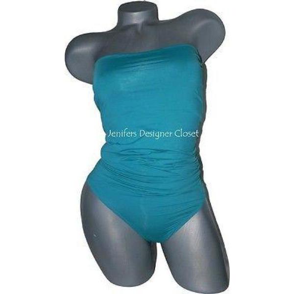 FABUCCI All In One swimsuit cover-up mini dress teal designer high-end-Swimwear-Fabucci-Jenifers Designer Closet